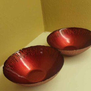 Ruby Red Glass Bowls - Set of 2 - NEW